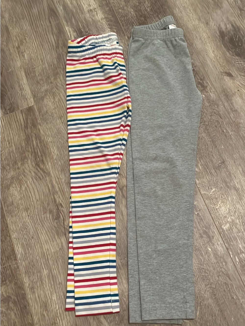 Hanna Andersson Rainbow Stripe + Gray Kids Leggings Set size 120/6